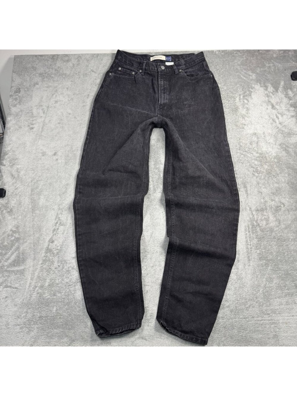 VIntage 90s Gap Reverse Fit Jeans Womens 12 Long High Rise Washed Black USA Made